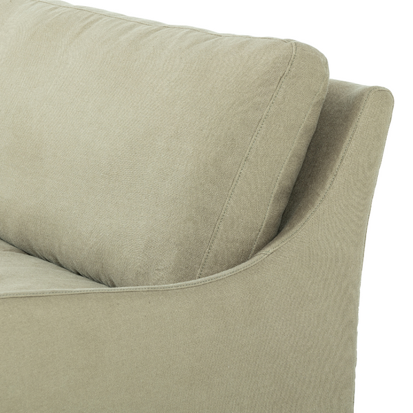 Moira Slipcover Sofa - Khaki Linen Closeup