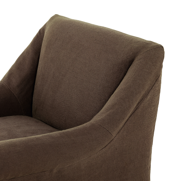 Bella Slipcover Dining Chair - Coffee Linen Details