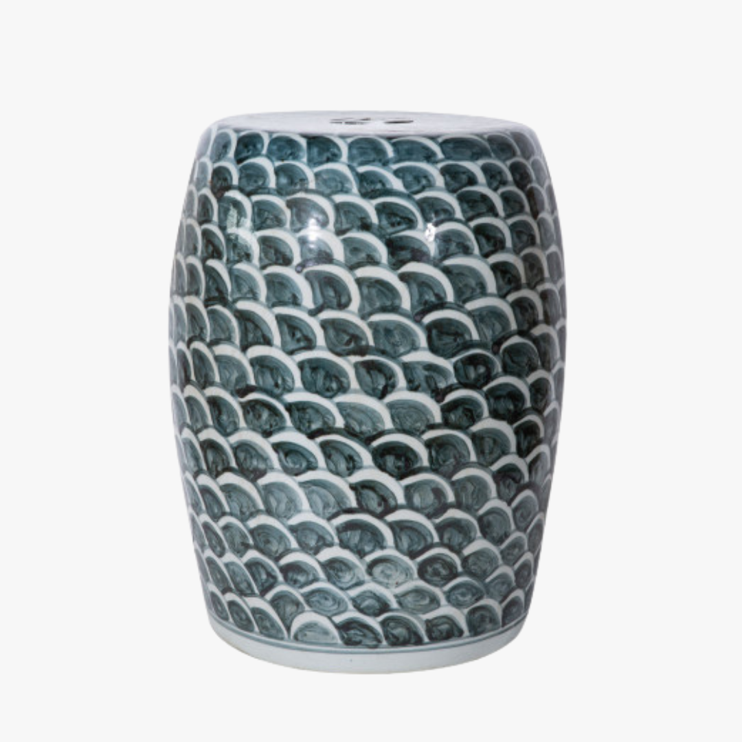 Indigo Fish Scale Garden Stool by Dear Keaton