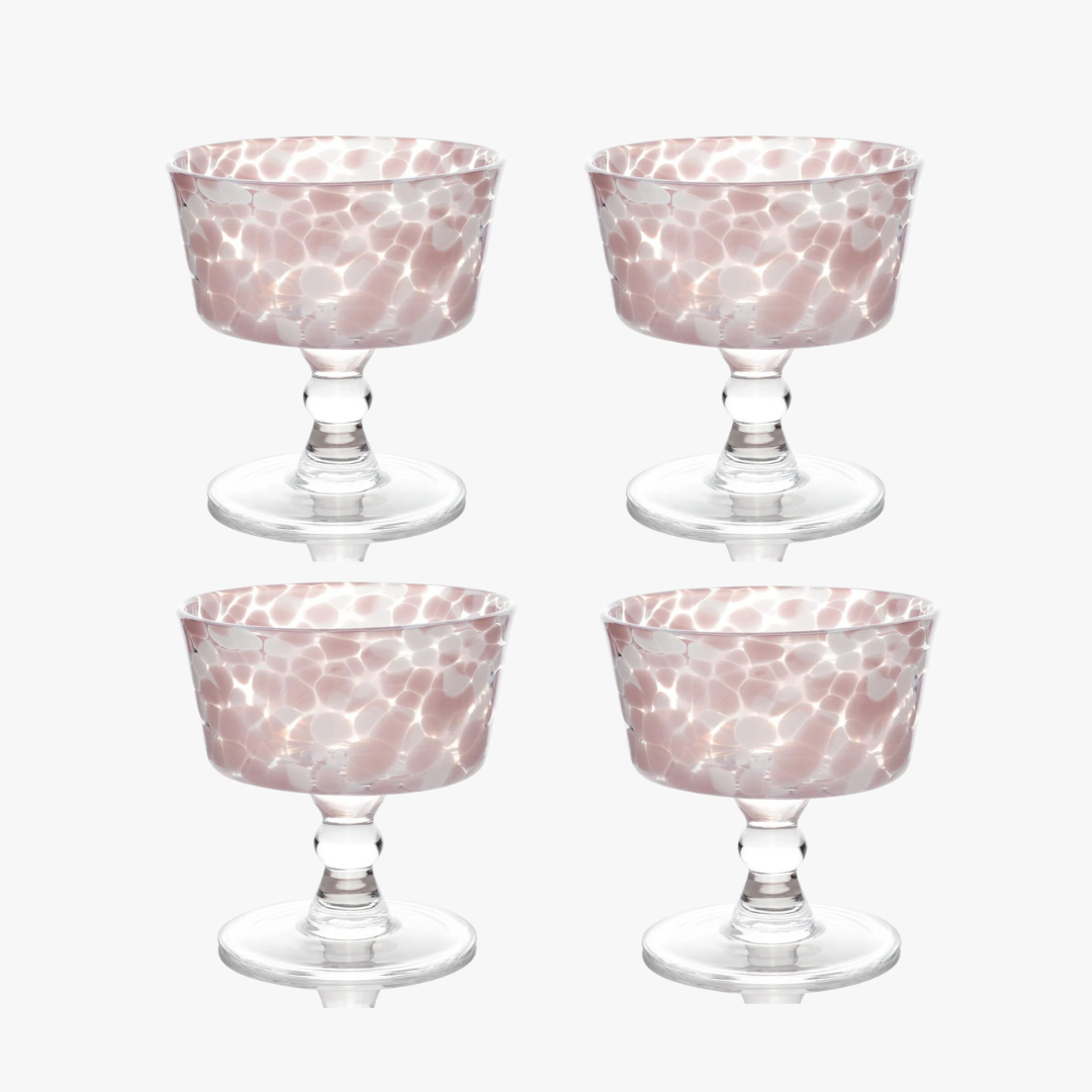 Torcello Pink Spotted  Coupe Glass Set