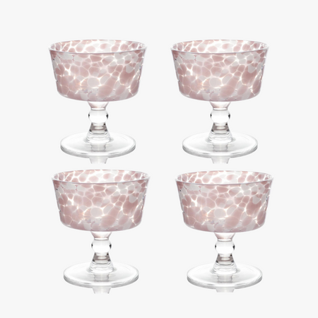 Torcello Pink Spotted  Coupe Glass Set