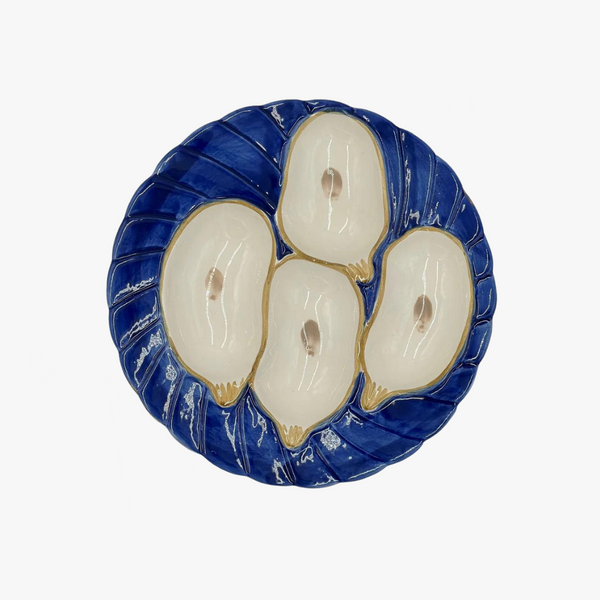 Cobalt Gilded Oyster Plate