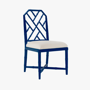Jardin Sea Blue Side Chair Chinoiserie Fretwork Dear Keaton