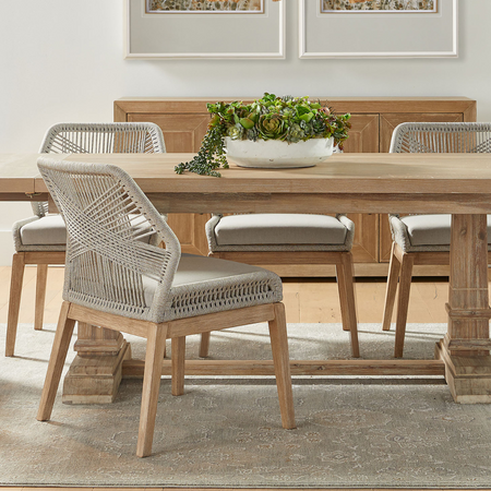 Set of Two Luca Dove Side Chairs styled in dining room