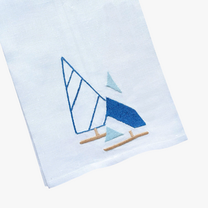 Sailboats Embroidered Guest Towel
