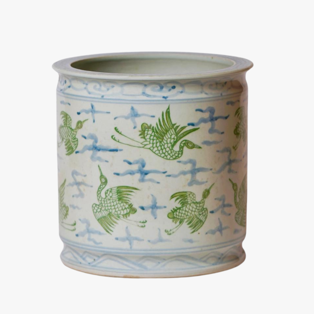 Cranes and Clouds Orchid Pot