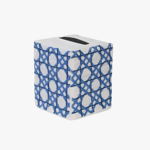 Blue Embroidered Cane Tissue Box Cover