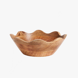 Scalloped Wood Fruit Bowl