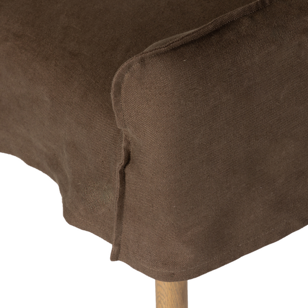 Ava Slipcover Dining Chair - Coffee Linen - Seam Details