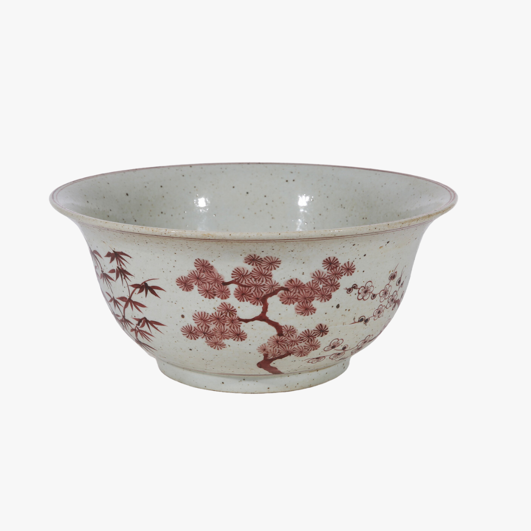 Rustic Maroon Tree Motif Bowl