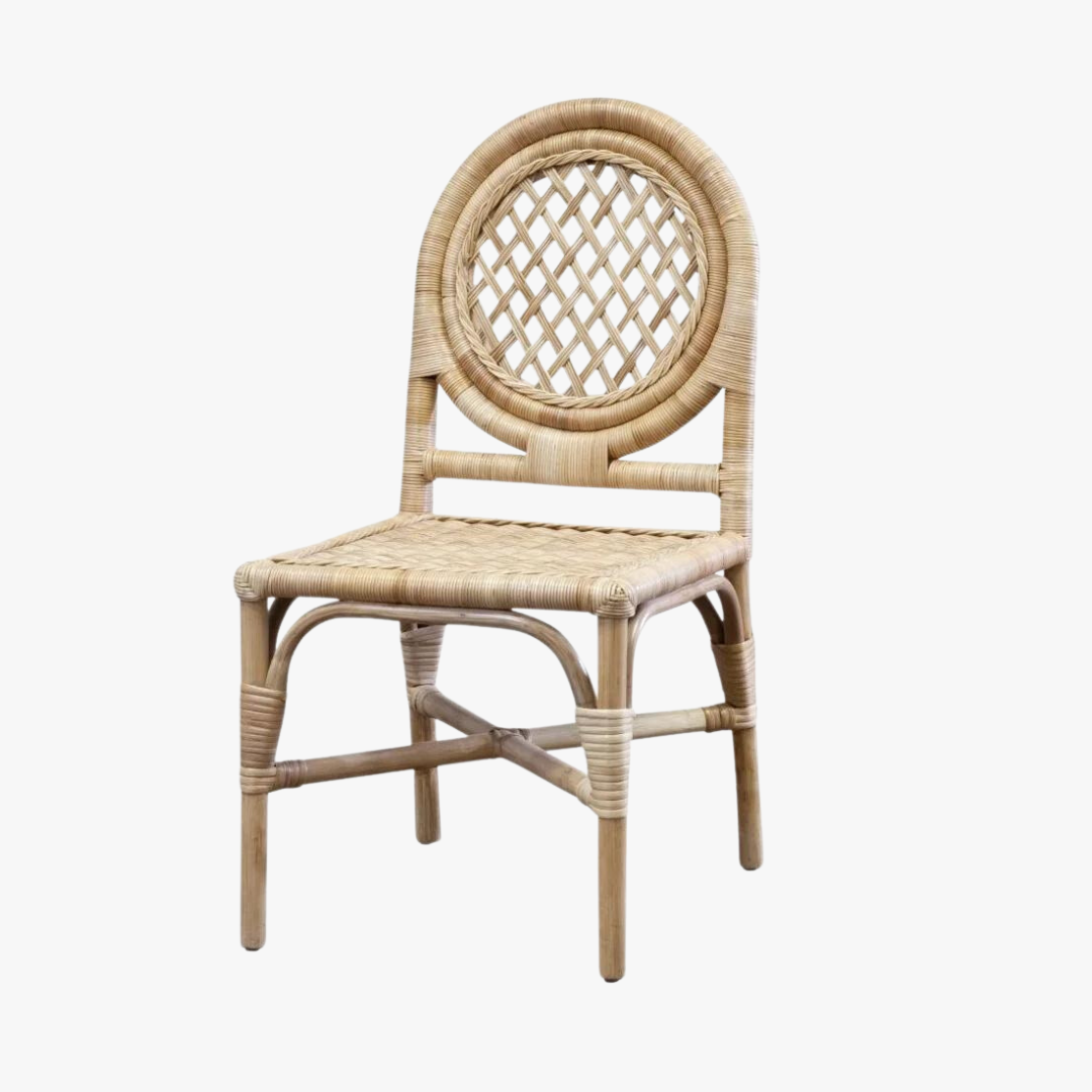 Fog Linen and White Finish Louis Cane Dining Chair For Sale