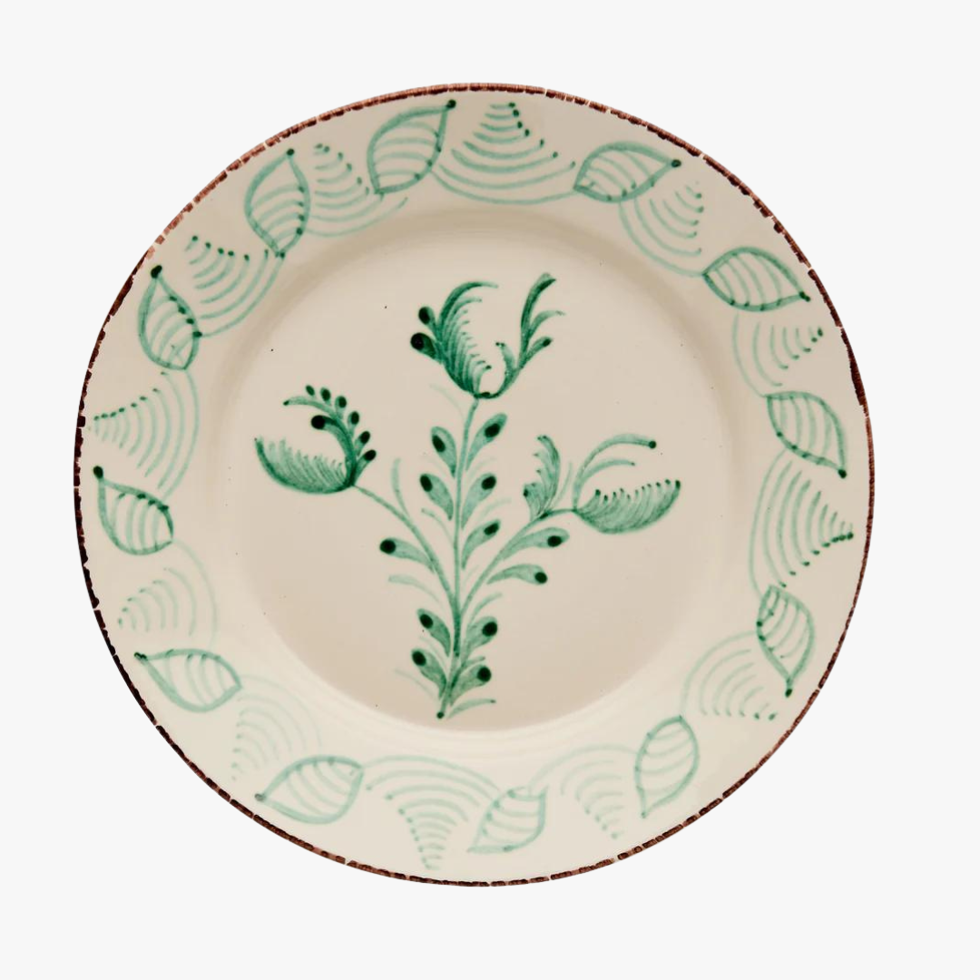 Casa Nuno Green Shell Border Plate