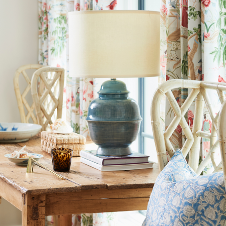 Keenan Ceramic Table Lamp Styled on Console