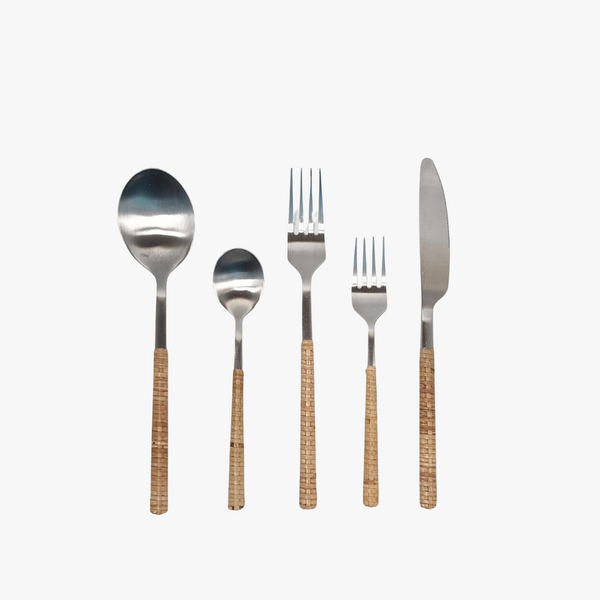 Rattan Wrapped Cutlery Set