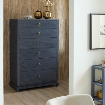 Zen Navy Grasscloth Tall Dresser Zen Navy Grasscloth Tall Dresser