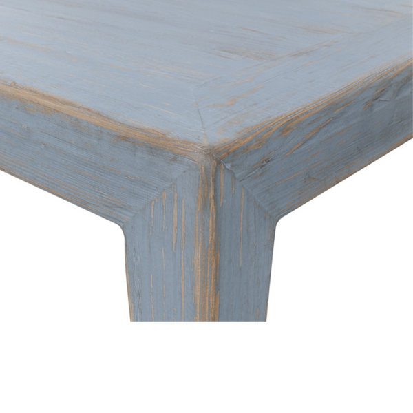 Classic Ming Coffee Table - Vintage Blue Corner Closeup