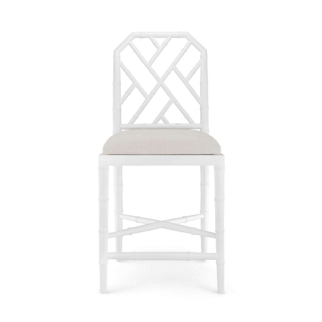 Jardin Eggshell Counter Stool - Fretwork Chinoiserie Lattice