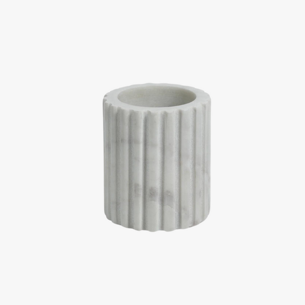 Scalloped White Marble Tumbler