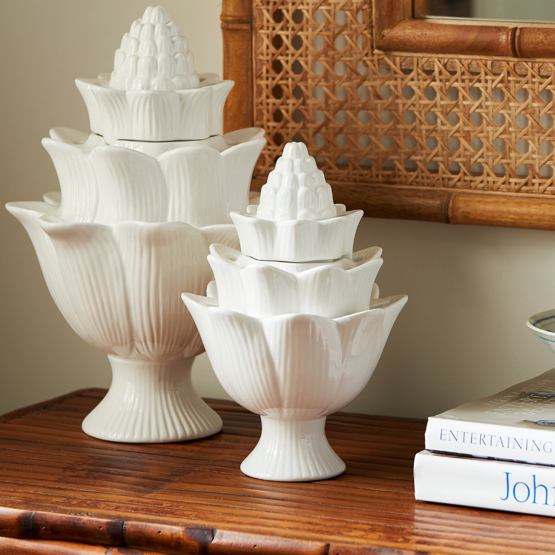 White Artichoke Tulipiere - Two Sizes