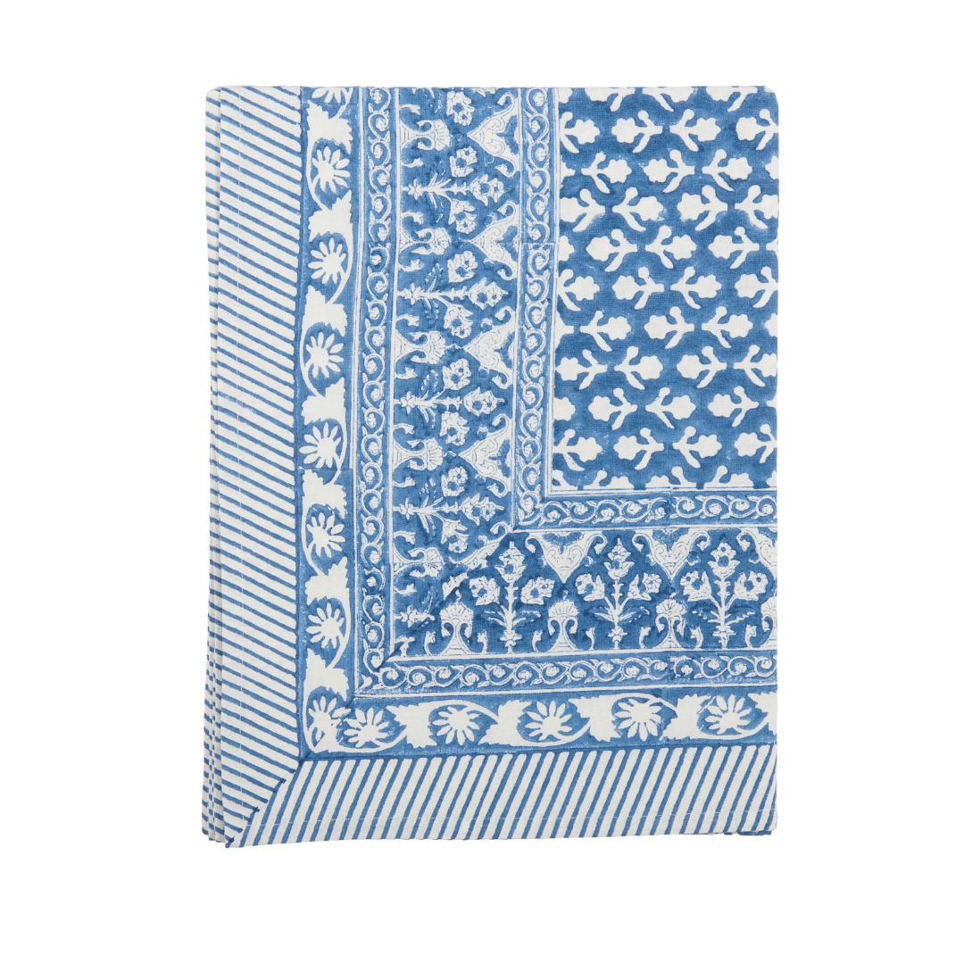 Charlotte Indigo Table Cloth border detail