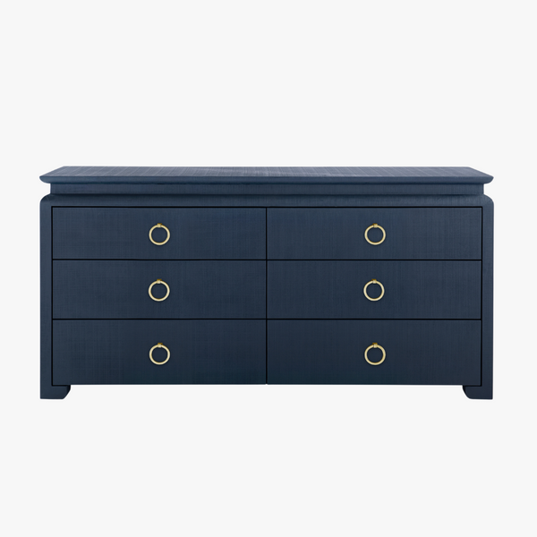 blue wicker dresser Kalea Coastal Beach Blue Woven Rattan Chest