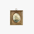 Whaling Ship Print in Antiqued Brass Frame