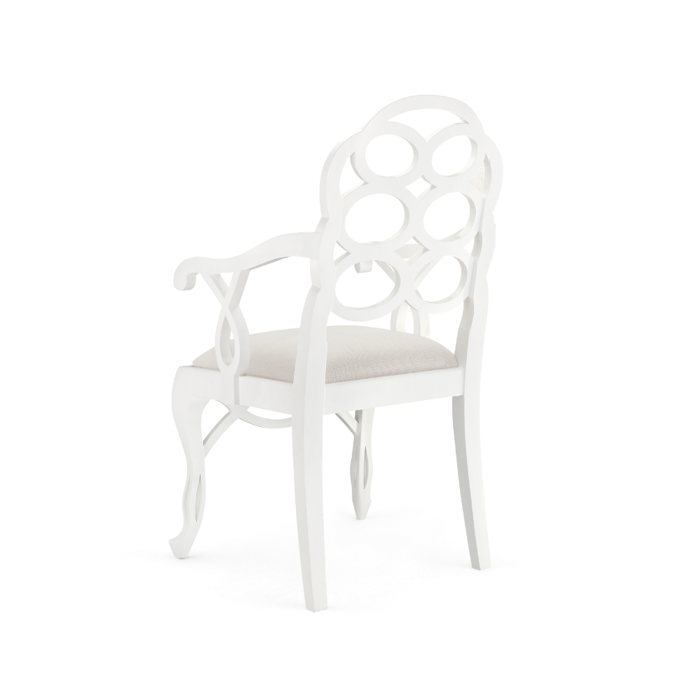 White Lacquer Loop Arm Chair - back view