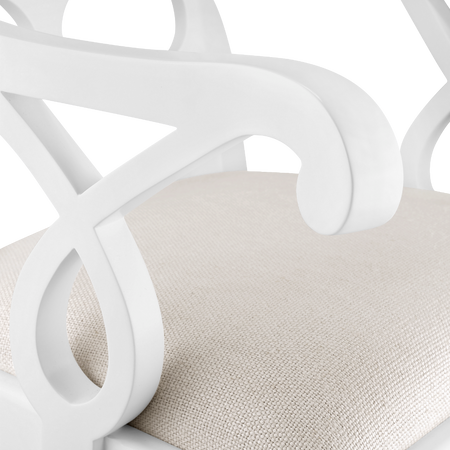 White Lacquer Loop Arm Chair closeup