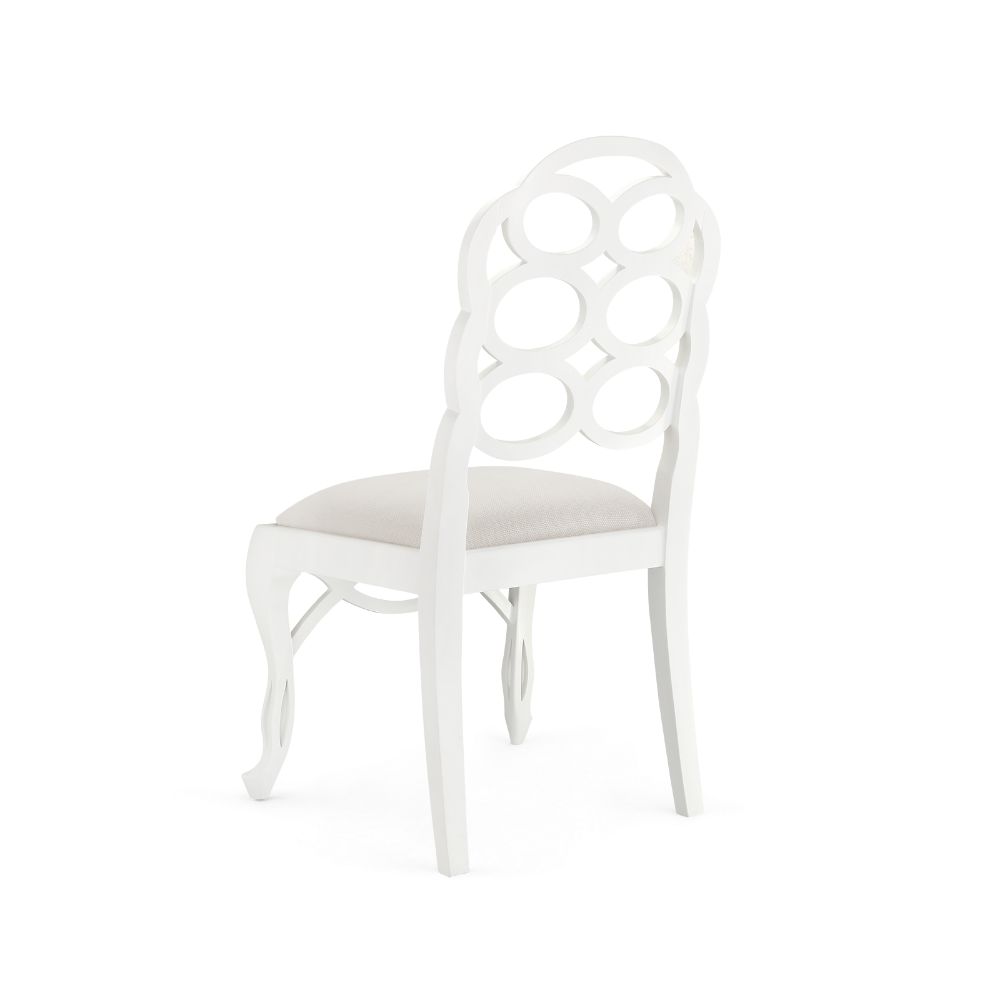 White Lacquer Loop Side Chair back view