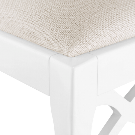 White Lacquer Loop Side Chair seat closeup