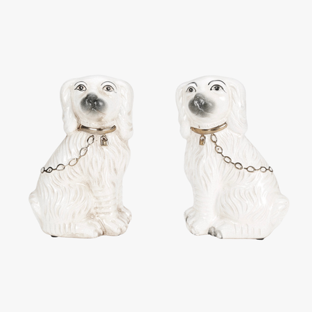 White Staffordshire Dogs - gold chain