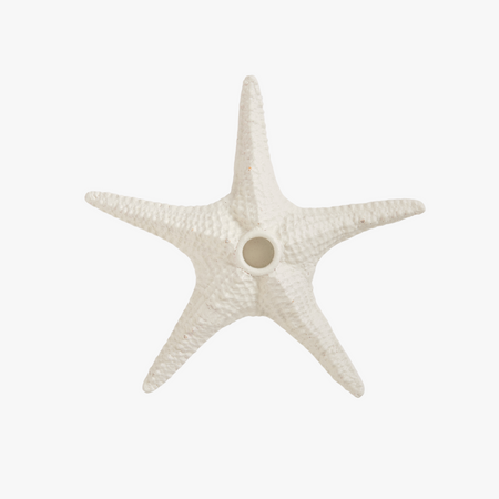 White Starfish Taper Candle Holder - coastal decor