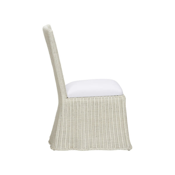 Whitewash Draped Wicker Chair side view
