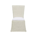 Whitewash Draped Wicker Chair with white cushion