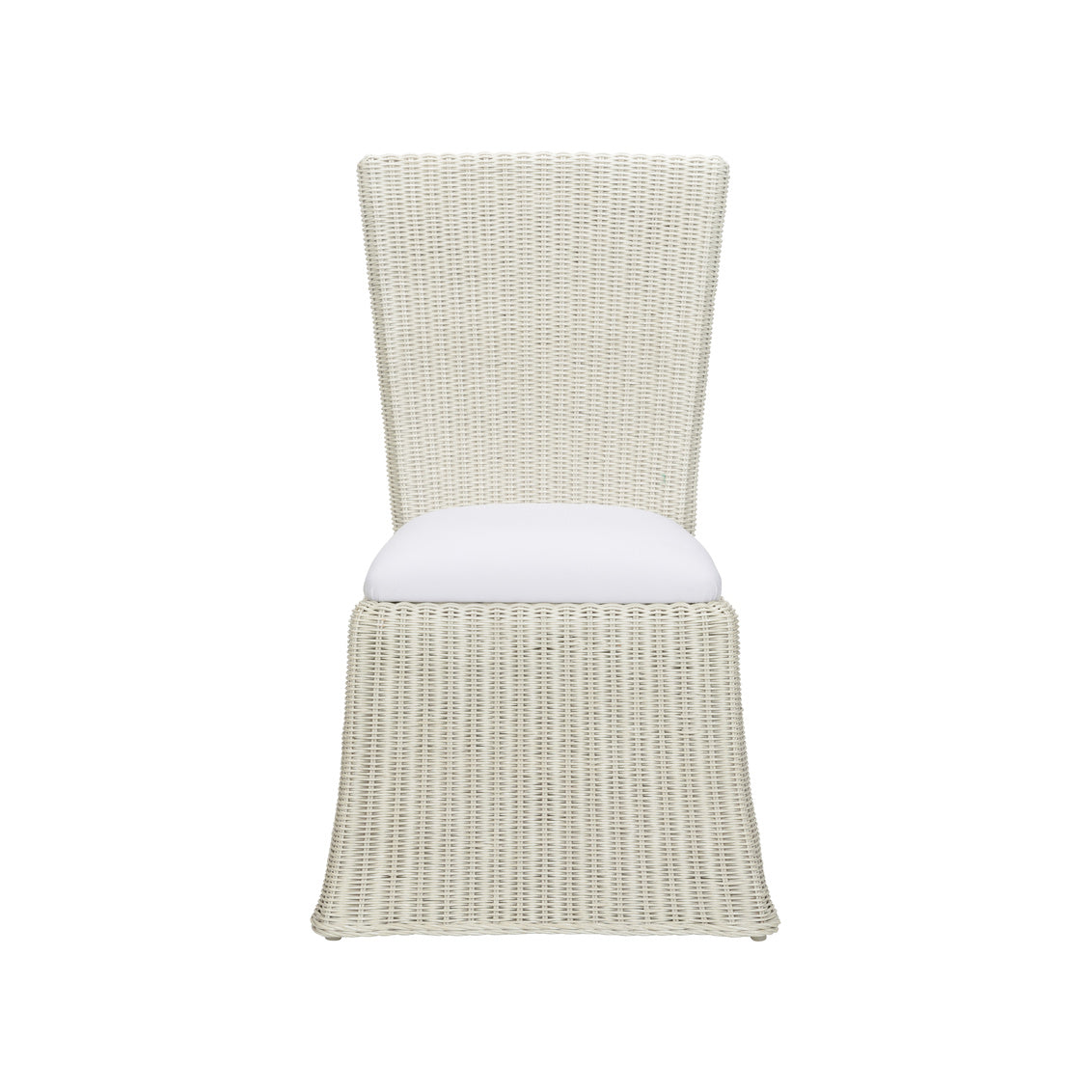 Whitewash Draped Wicker Chair with white cushion