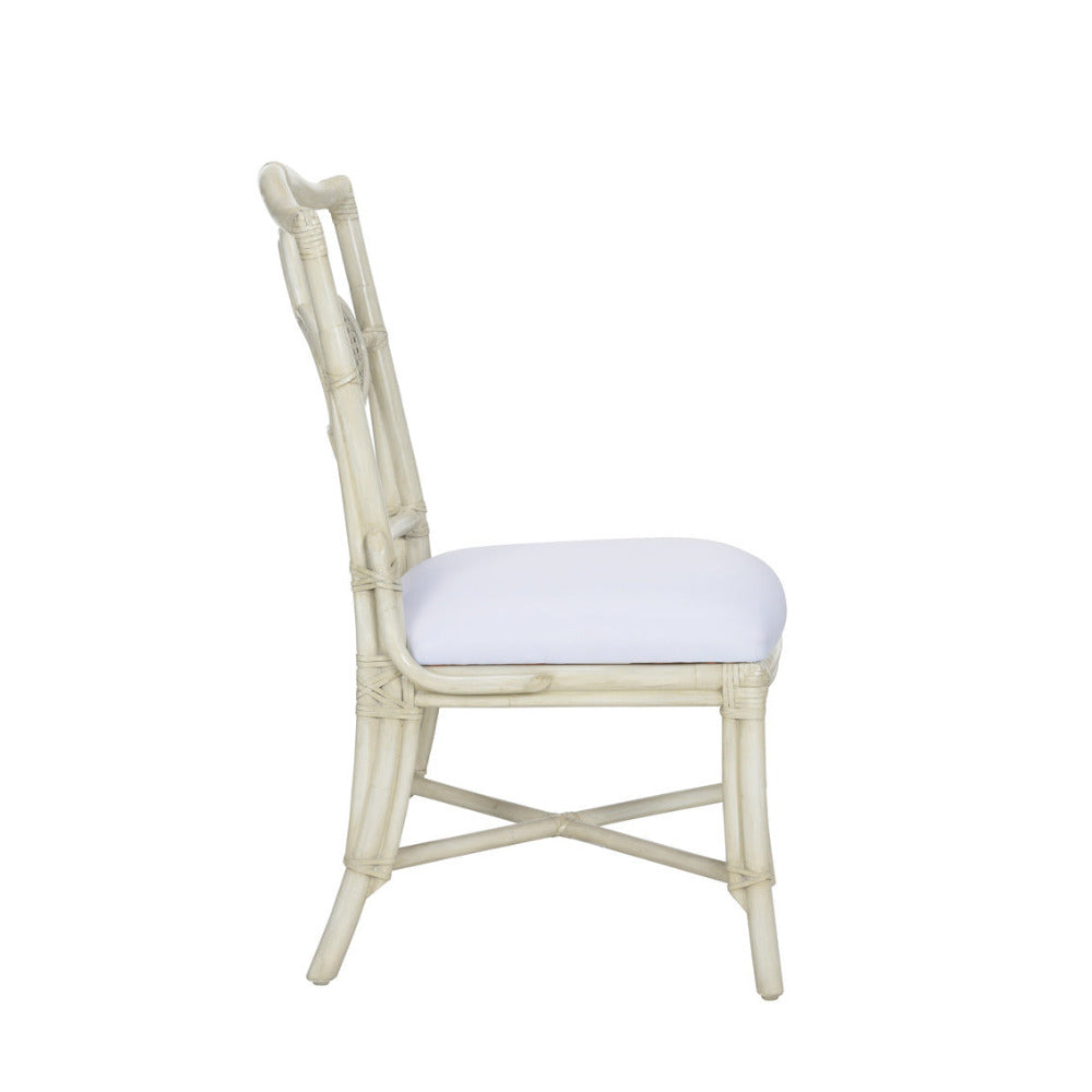Whitewash Rattan Chair side view