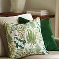 Wild Fern Pillow with Moss Velvet Pillow on sofa