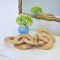 Yolo Rattan Wrapped Decorative Chain Links on dresser with hydrangeas