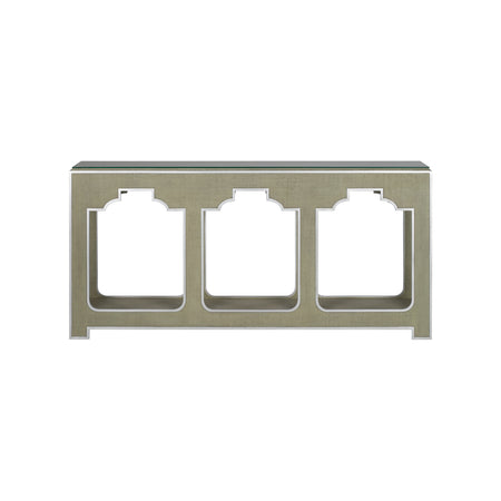 Yangon Moss Green Raffia Console