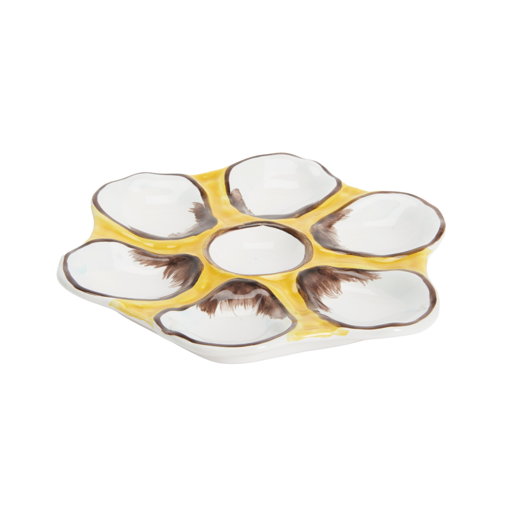 Yellow Divided Oyster Dish - wall hanging