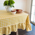 Yellow Ruffle Gingham Table Cloth ruffle detail