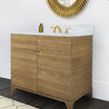 York Cerused Oak Vanity Styled in bathroom