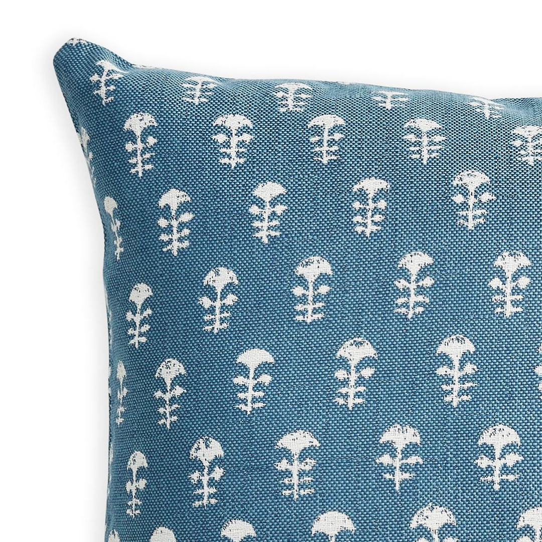Yukka Sky Blue Sunbrella Outdoor Pillow Cover - pattern closeup