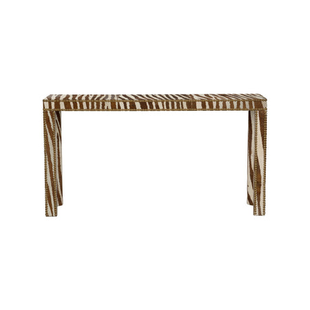 Zebra Console Table with brass nailheads
