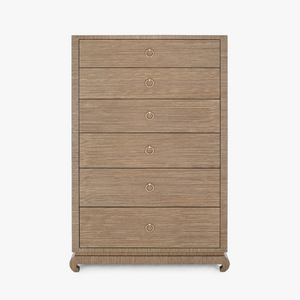 Zen Brown Grasscloth Tall Dresser