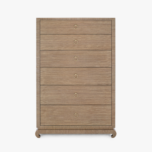 Zen Brown Grasscloth Tall Dresser