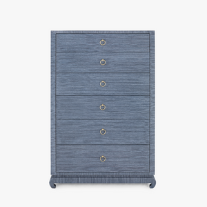 Zen Navy Grasscloth Tall Dresser