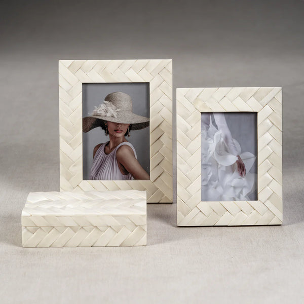 Chevron Bone Photo Frames with bone box