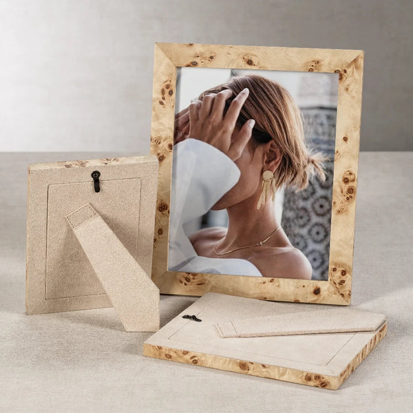 Burl Wood Photo Frame with ultrasuede backs