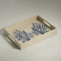 Blue Coral Raffia Serving Tray
